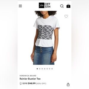 Veronica Beard White and Blue Rainier Bustier Tee